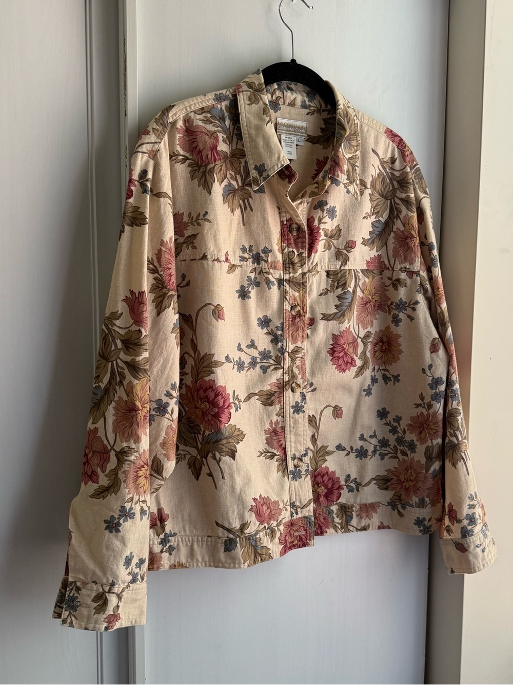 EUC Coldwater Creek Cotton Linen Floral Lightweight Shirt Jacket Size L